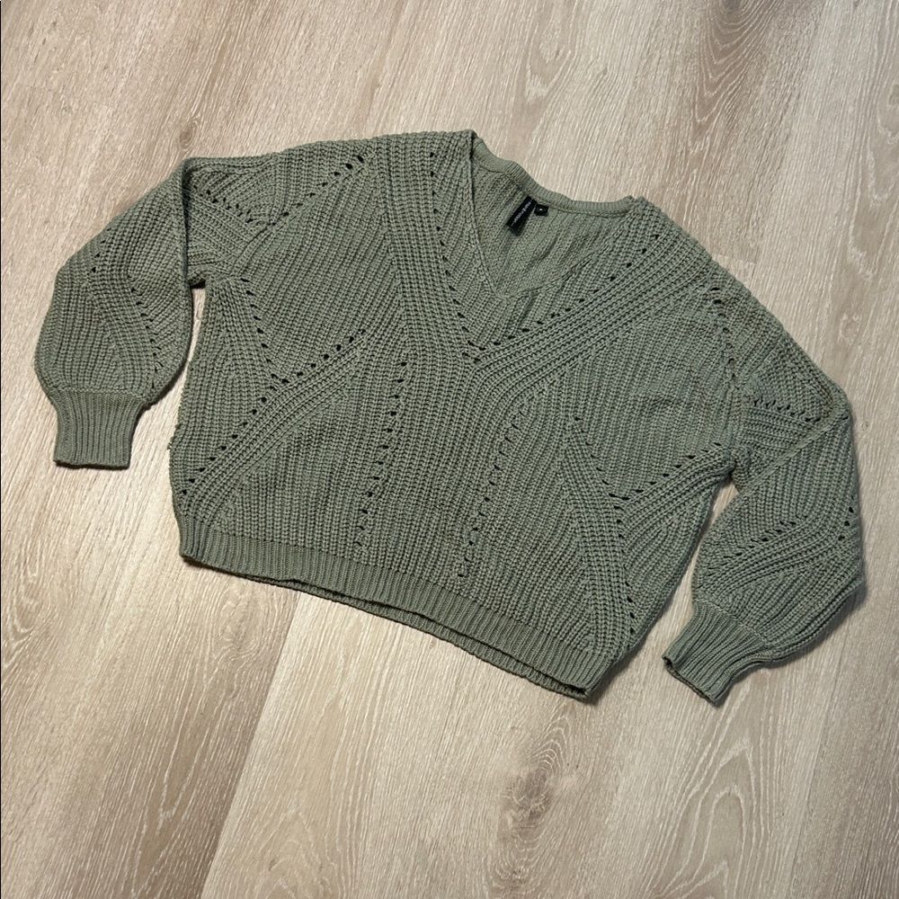 Anthropologie Moon & Madison Sage Green Knit Oversized Cropped Sweater
